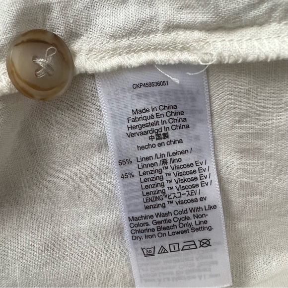 Madewell Linen-Blend Ruffle Button-Front Tank beige size 8 - Picture 9 of 11